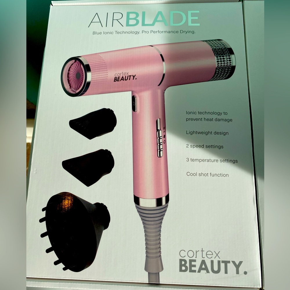Cortex Air Blade Hair Dryer with Blue Ionic Technology in Blush Pink or Gray